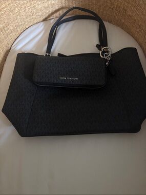 Michael Kors Black Signature Logo Tote with Matching Wallet